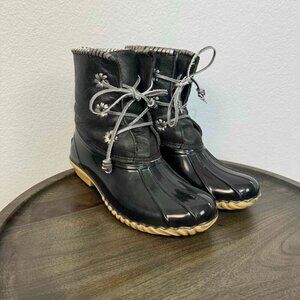 Jack Rogers Women's Chloe Duck Boots Lace Up Waterproof Black Size 7M